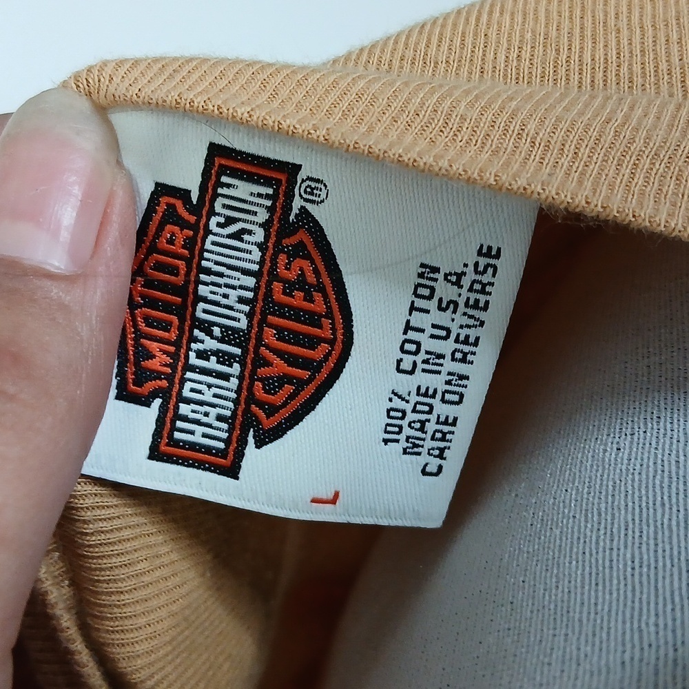 Harley Davidson tan bike quarter sleeve tee shirt size large - Picture 7 of 11